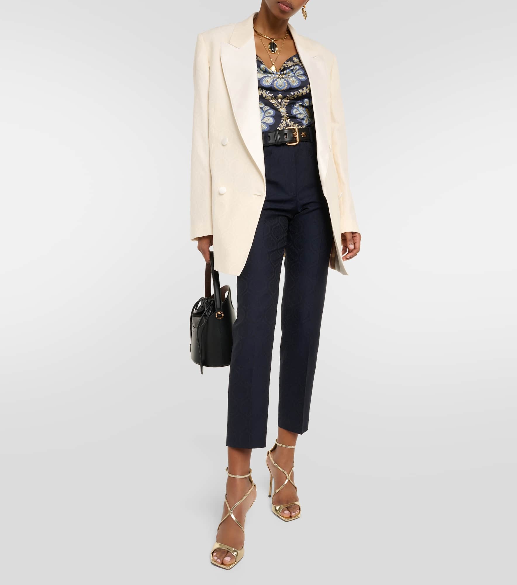 Scoop-neck paisley jersey top - 2