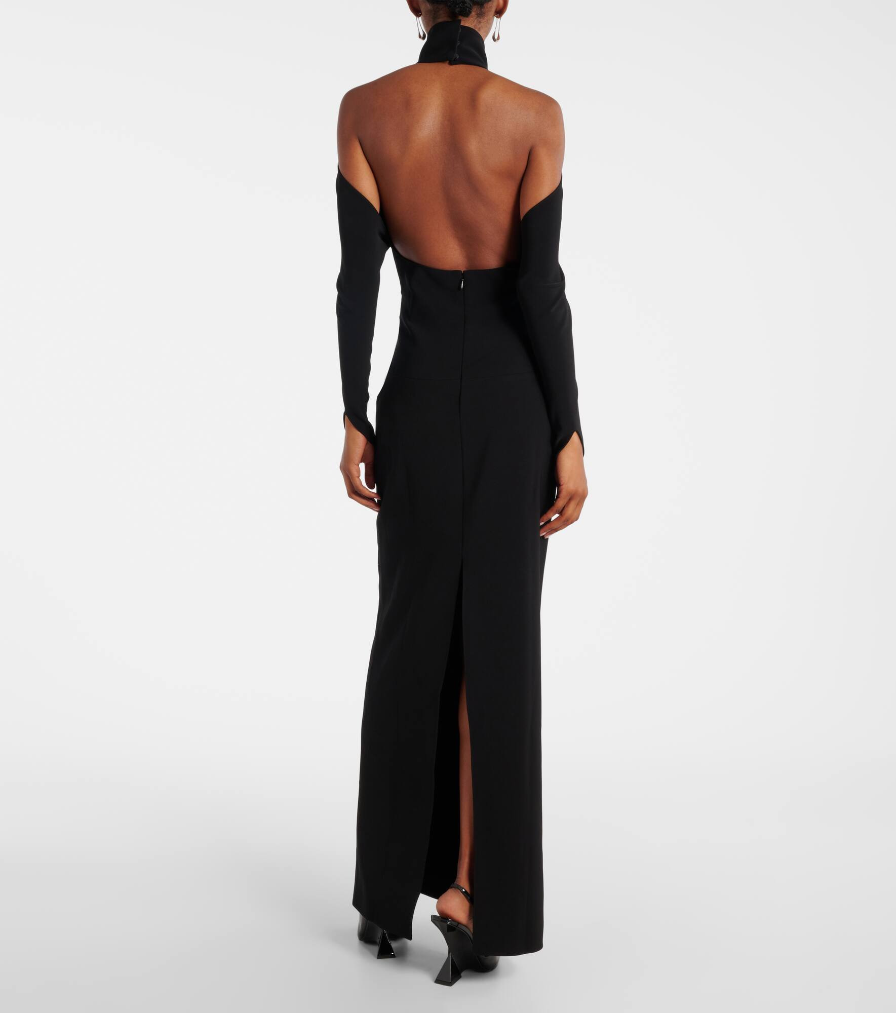 Circle open-back high-neck gown - 3