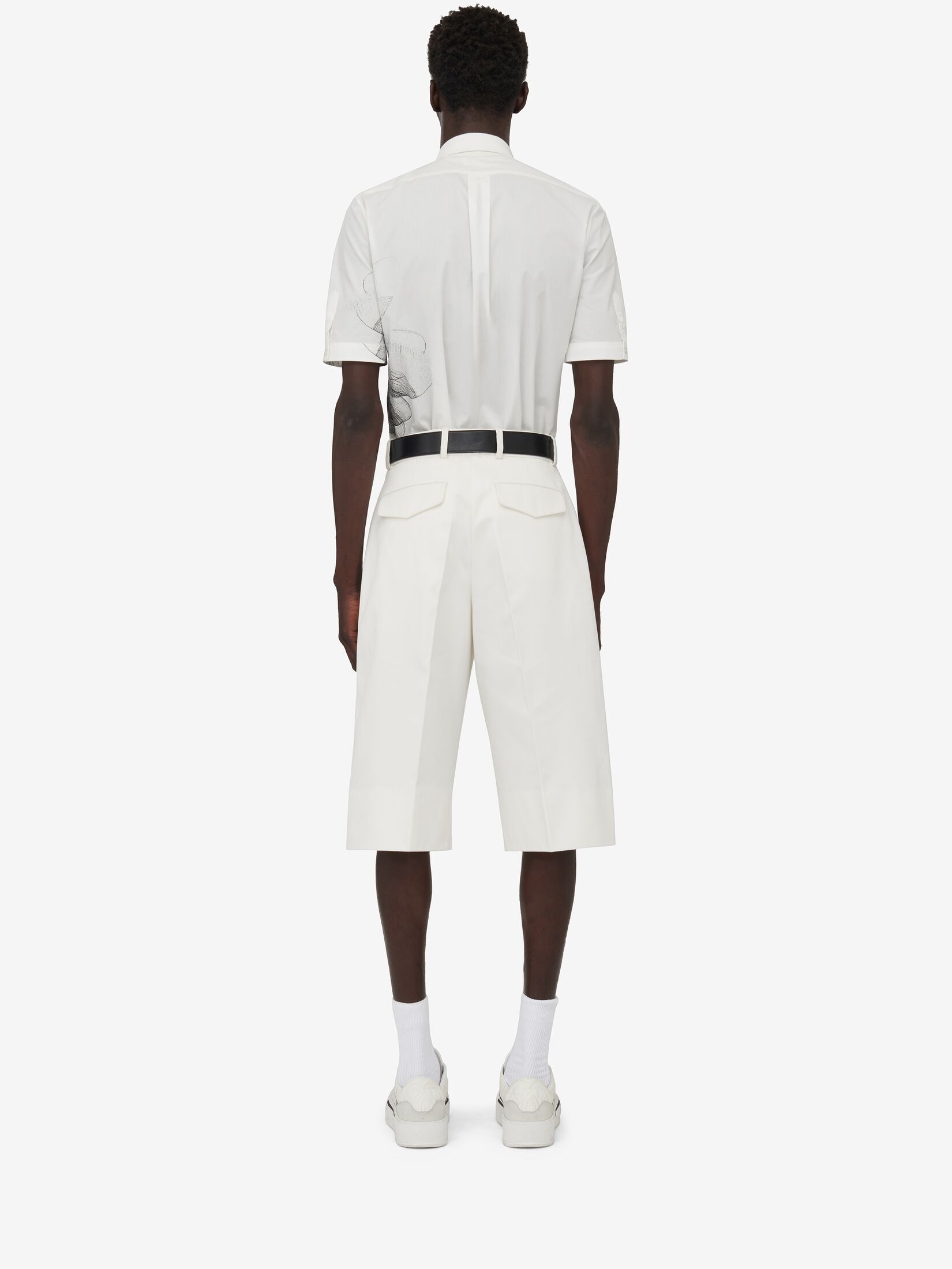 Men's Pleated Baggy Shorts in Ivory - 4