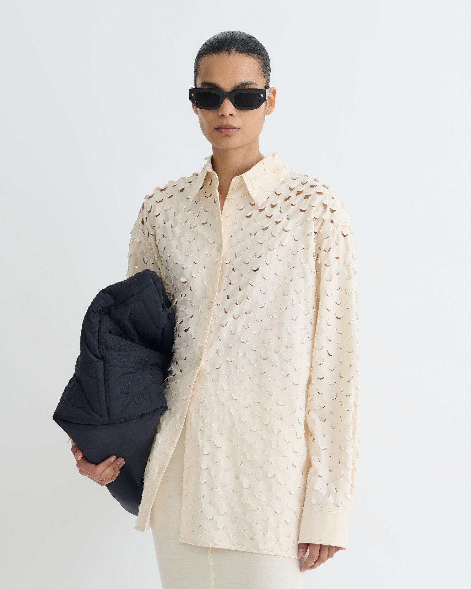 Laser Cut Heavy Poplin Shirt - 5