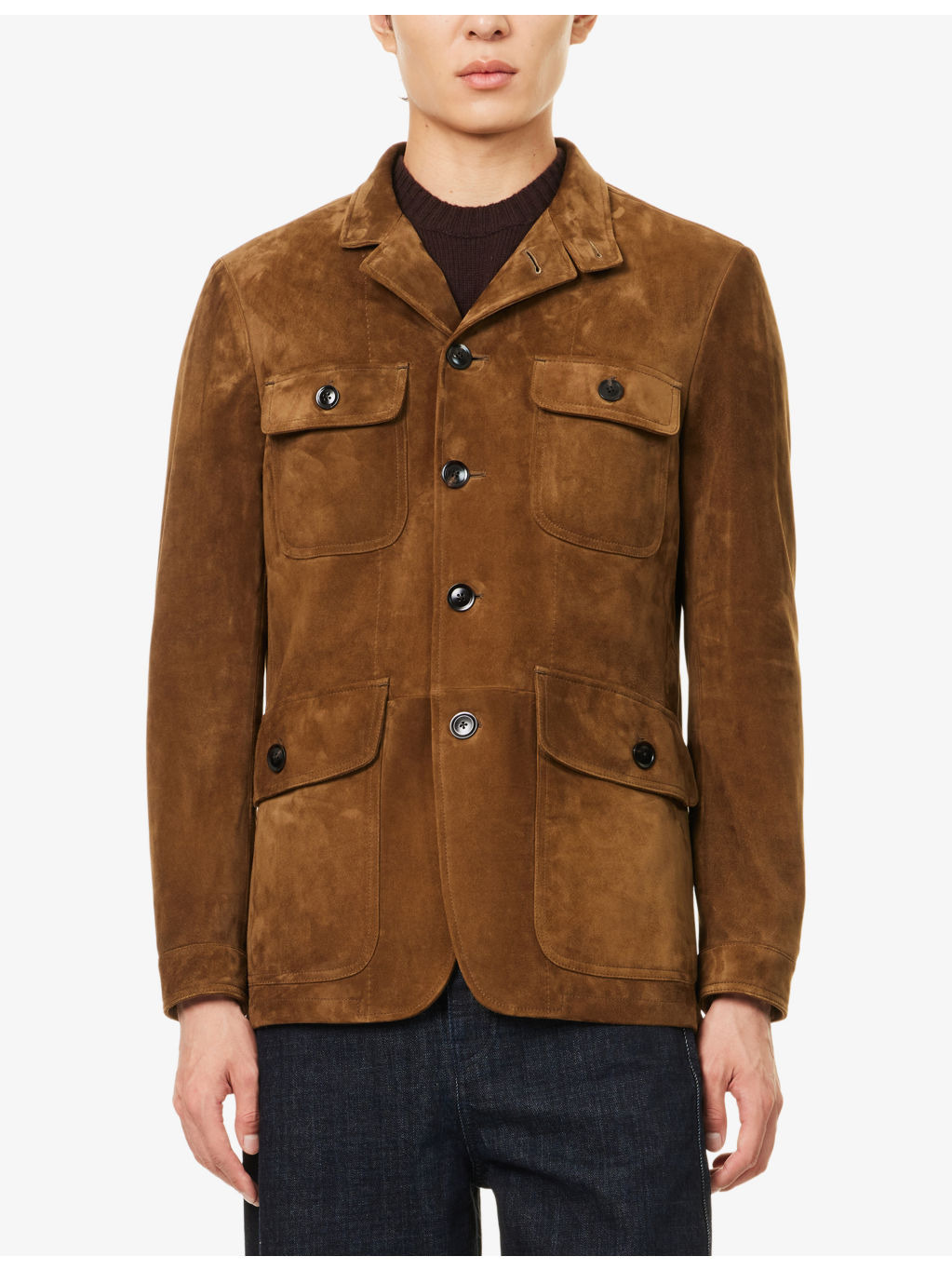Military Flap-Pocket Suede Military Jacket - 3