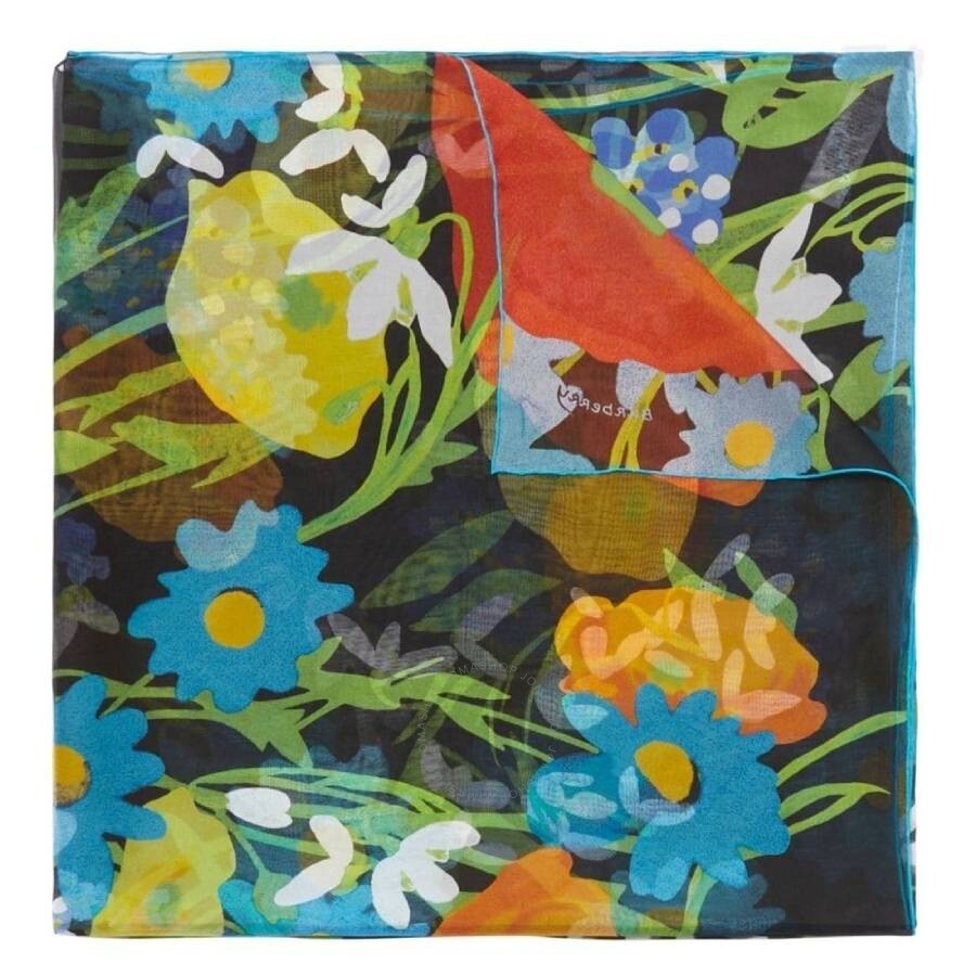 Burberry Poppy Garden Floral Print Silk Scarf - 1