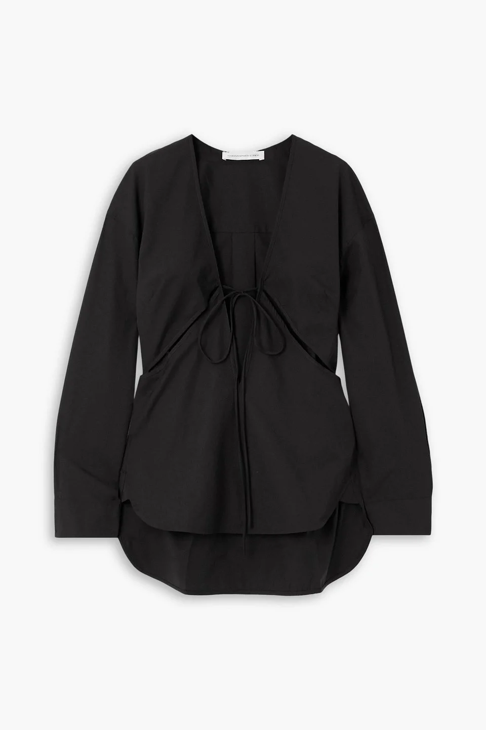 Triqueta tie-detailed cutout cotton-poplin blouse - 1