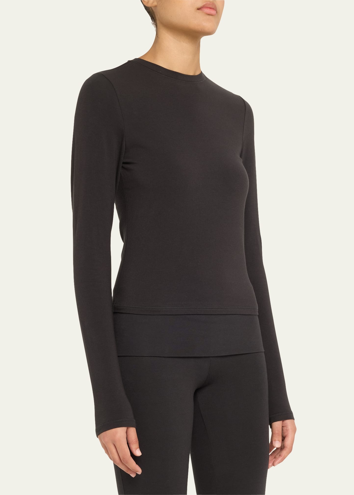 Cotton Jersey Long-Sleeve Crewneck T-Shirt - 4