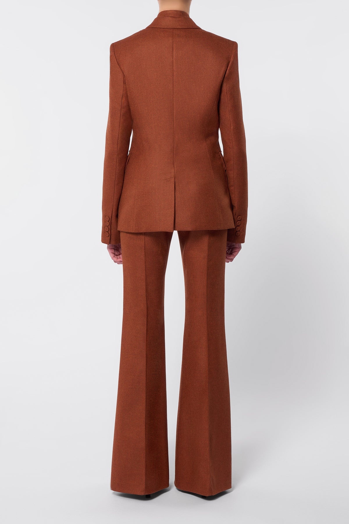 Louisa Blazer in Rust Melange Virgin Wool Cashmere Flannel - 4