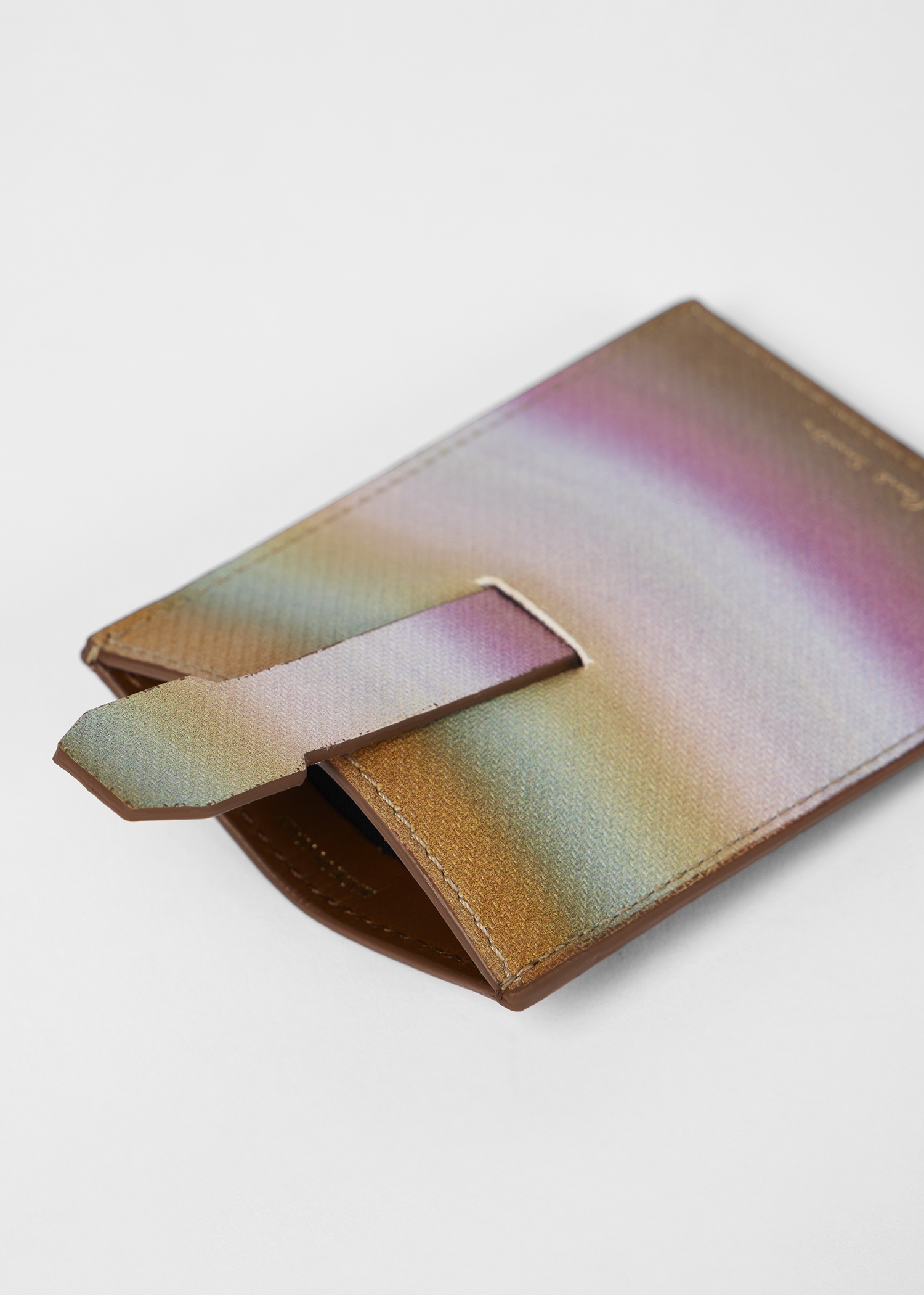'Smith Stripe' Ombre Grained Leather Card Holder - 4