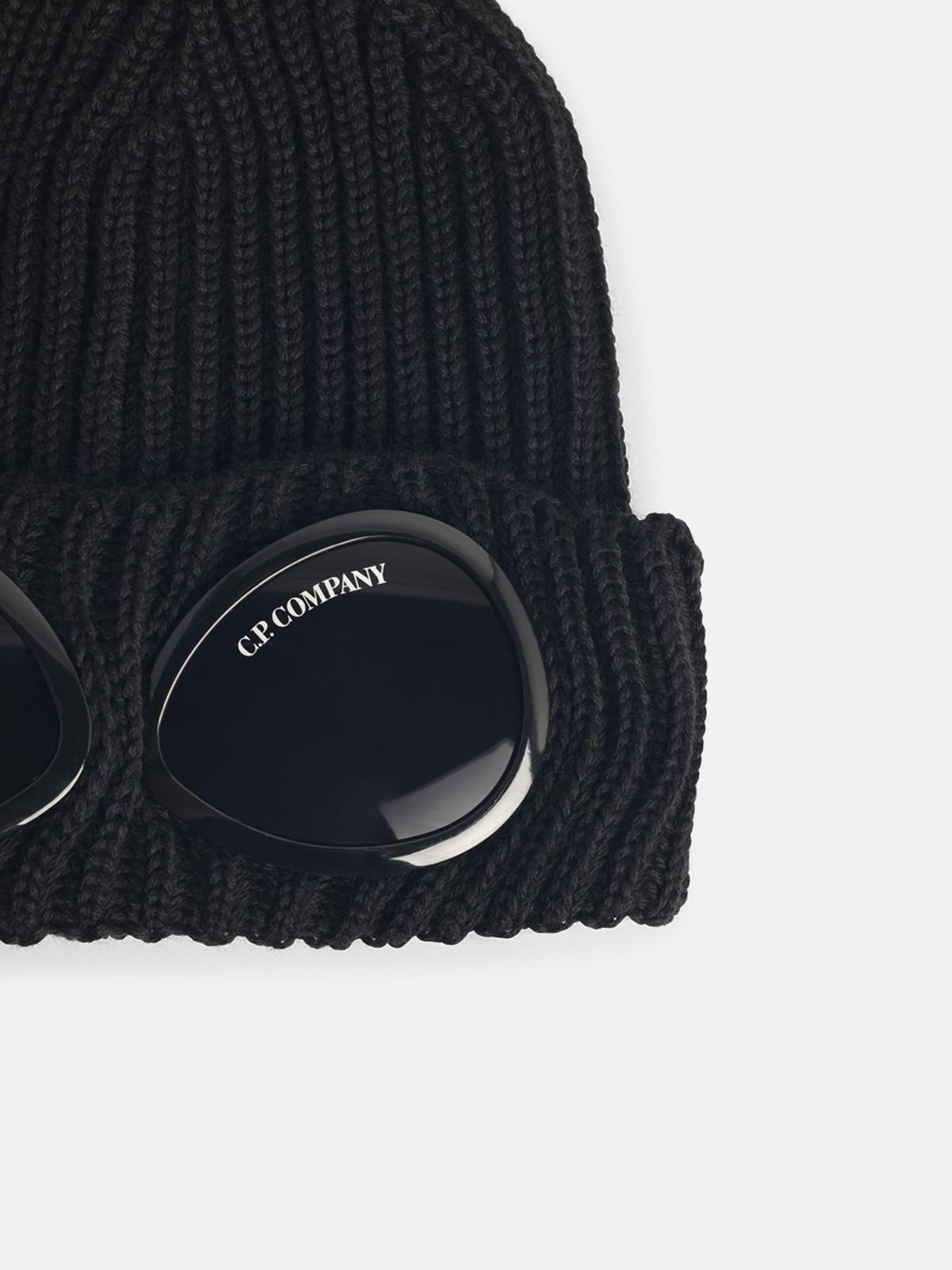 'LENS' BLACK WOOL BEANIE - 3