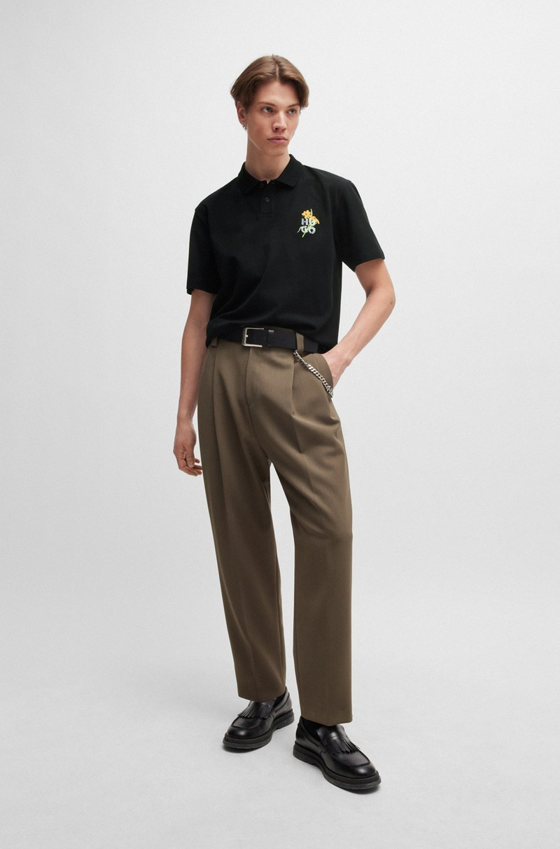 HUGO COTTON-PIQUÉ POLO SHIRT WITH LOGO ARTWORK outlook