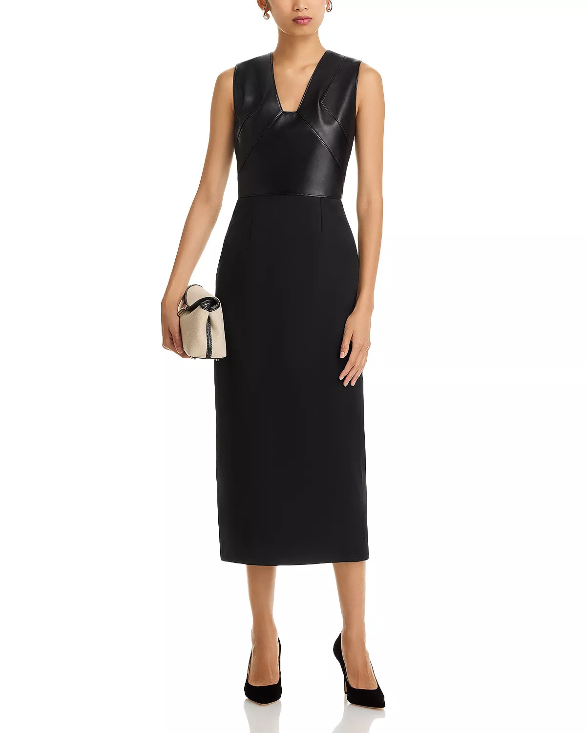Drumialda Leather & Wool Midi Dress - 2