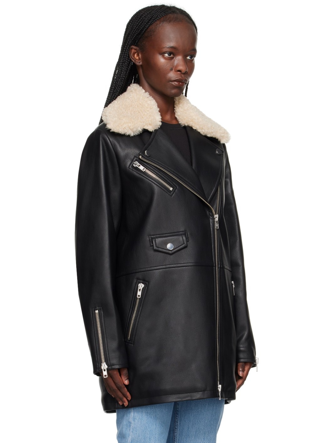 Black Kinsley Faux-Leather Coat - 2