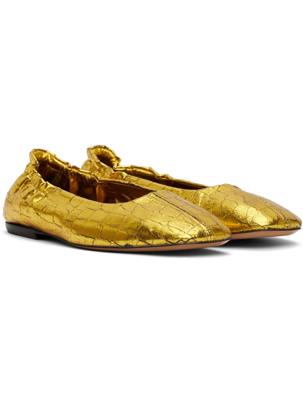 Gold Metallic Ballerina Flats - 4