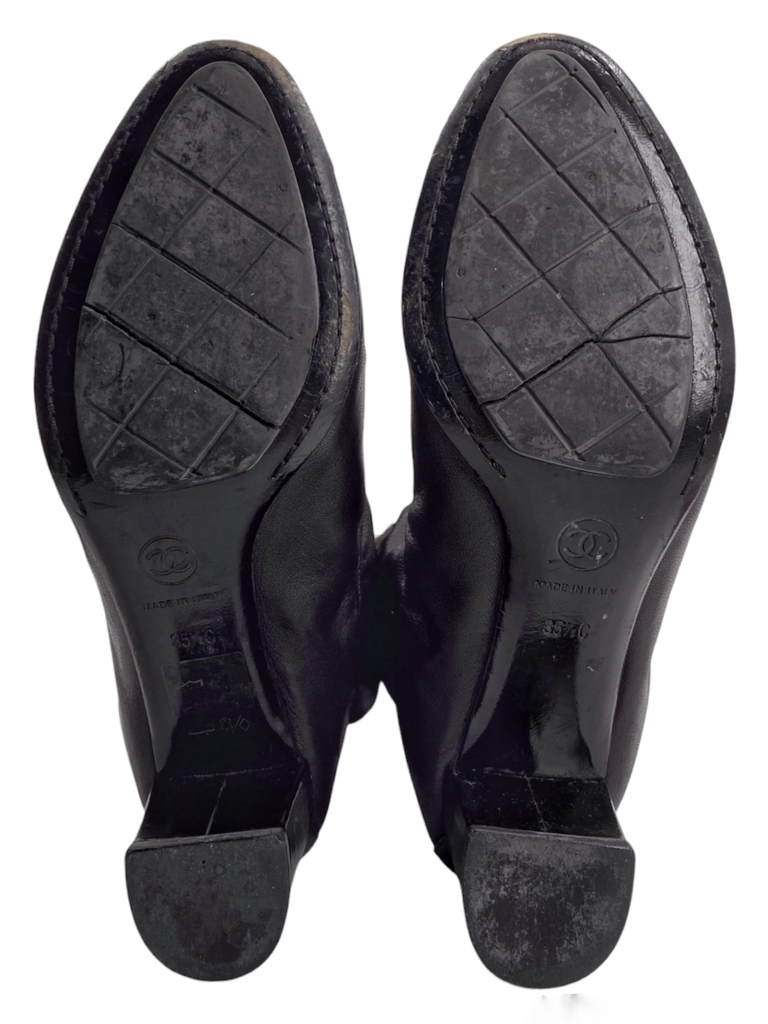 Chanel 90s Karl Lagerfeld Logo Lambskin Leather Boot 35.5 - 9