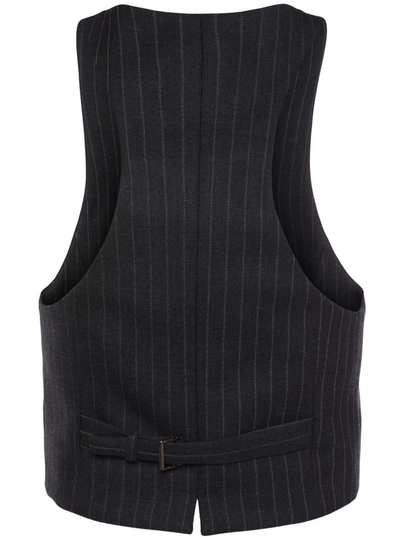 Pinstriped wool racerback waistcoat - 2