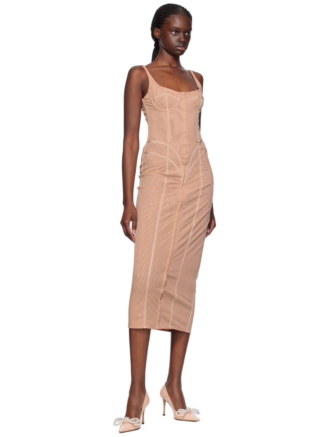 Beige Crystal Maxi Dress - 4