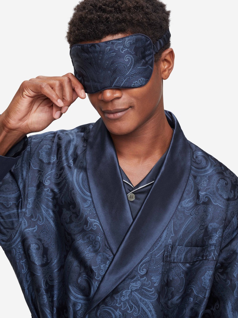 Eye Mask Verona 57 Silk Jacquard Navy - 4
