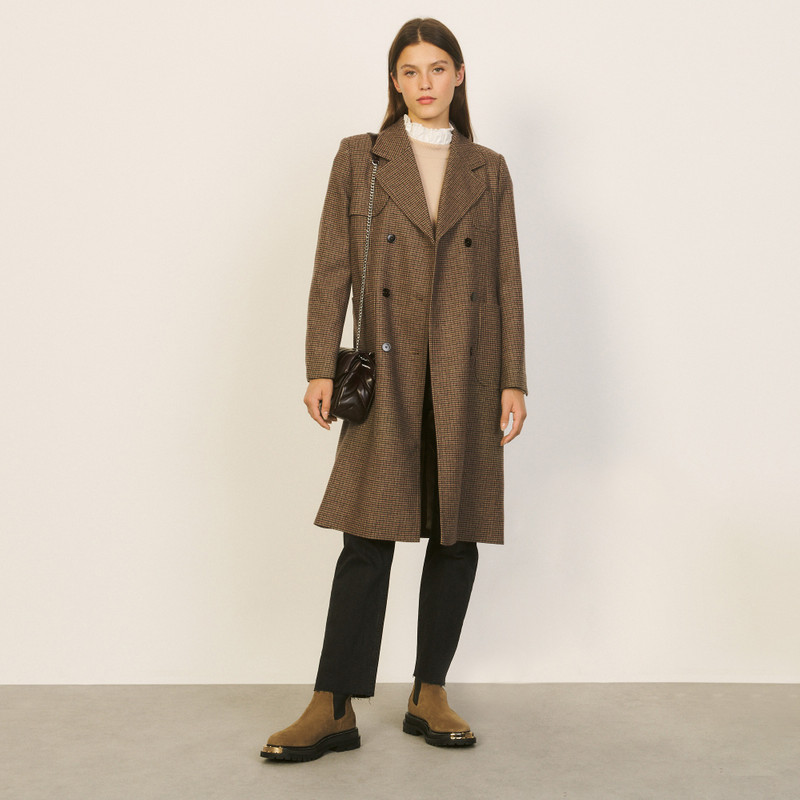Sandro Long checked coat outlook