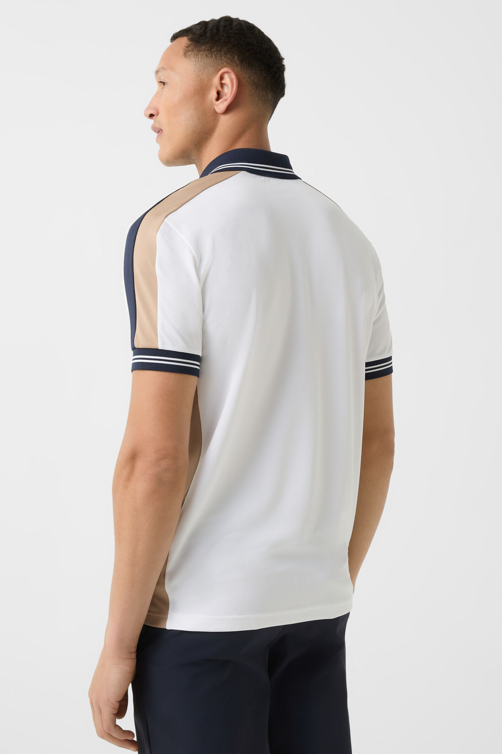 Cornelius functional short-sleeved top in White/navy blue/beige - 3