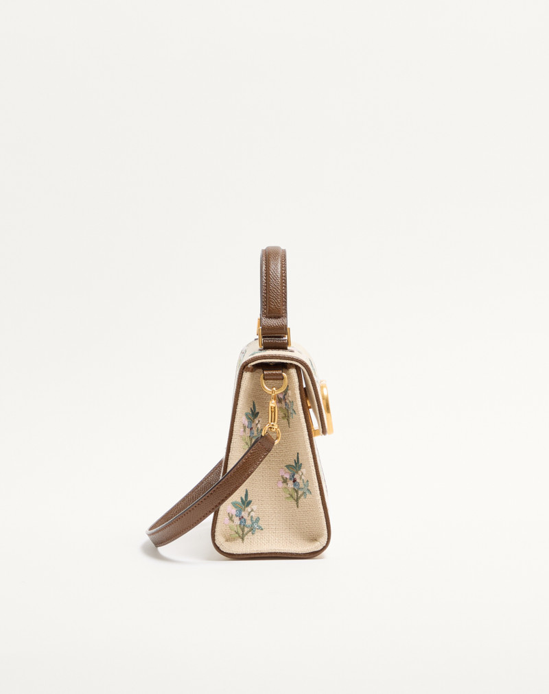 VALENTINO GARAVANI VSLING SMALL HANDBAG IN LINEN WITH EMBROIDERY 4