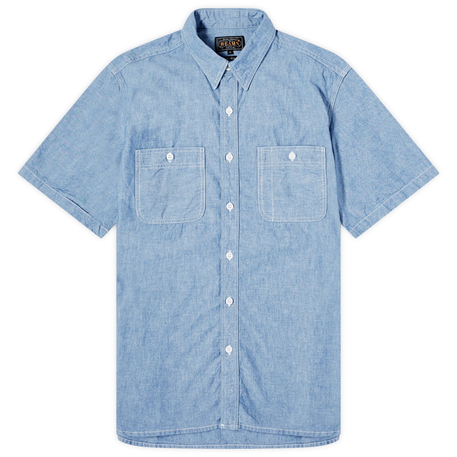 Beams Plus Short Sleeve Chambray Work Shirt - 1