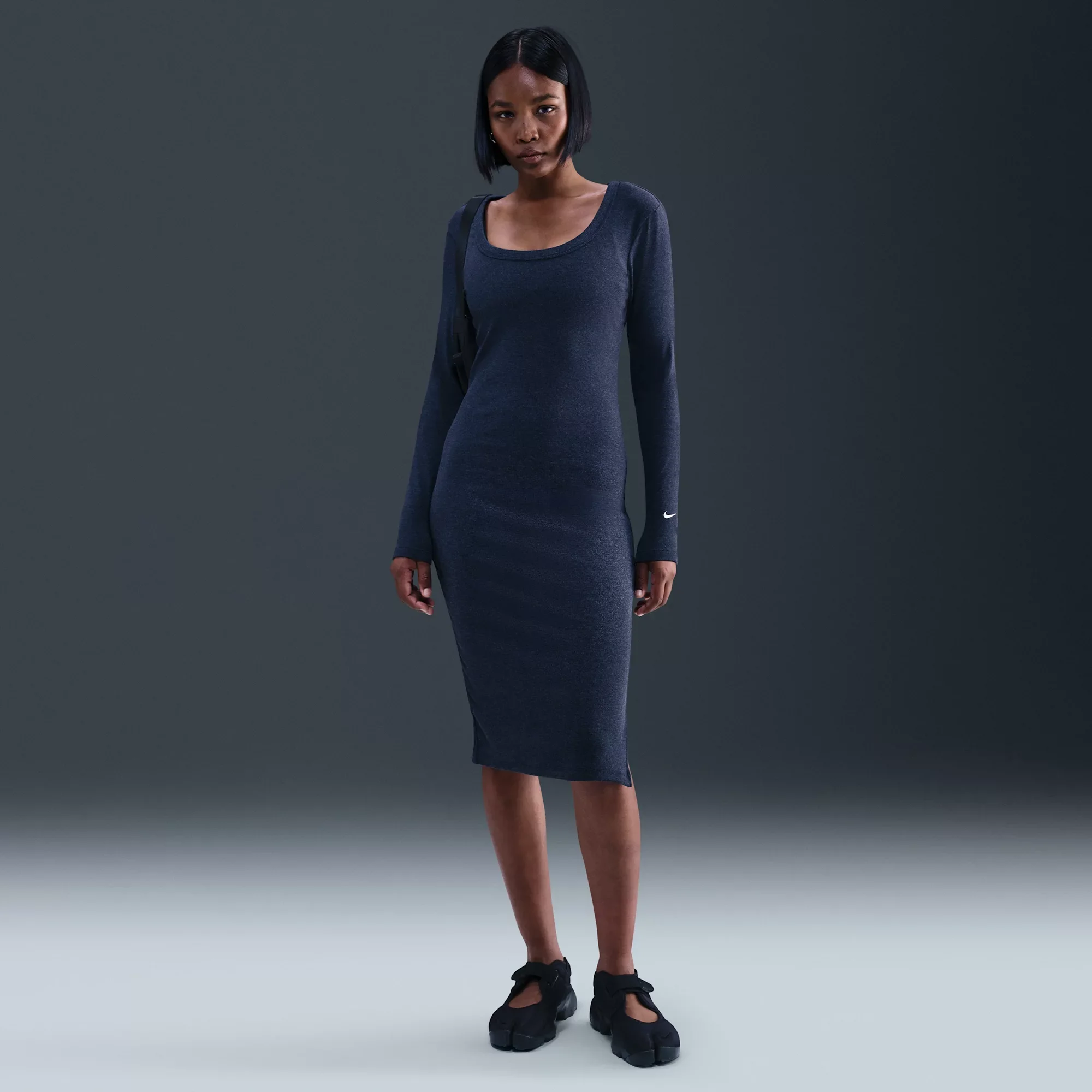 Nike Women's Sportswear Chill Knit Tight Long-Sleeve Midi Mini-Rib Dress - 1