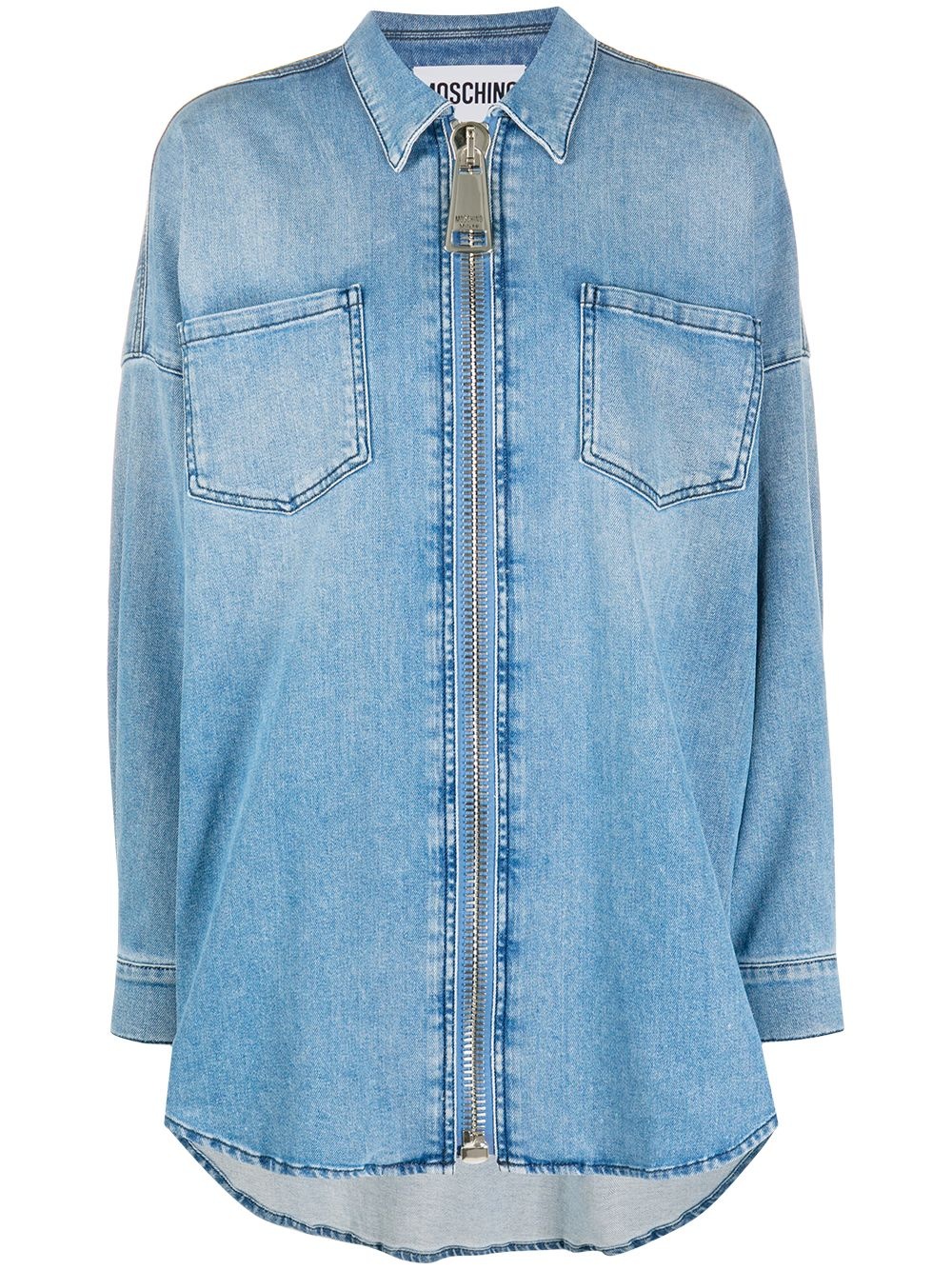 zipped denim shirt - 1