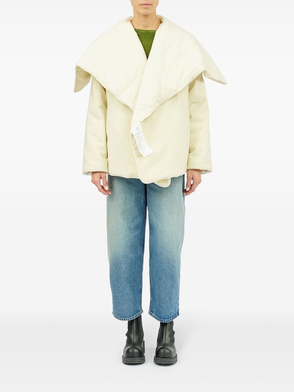 oversize-collar padded jacket - 2