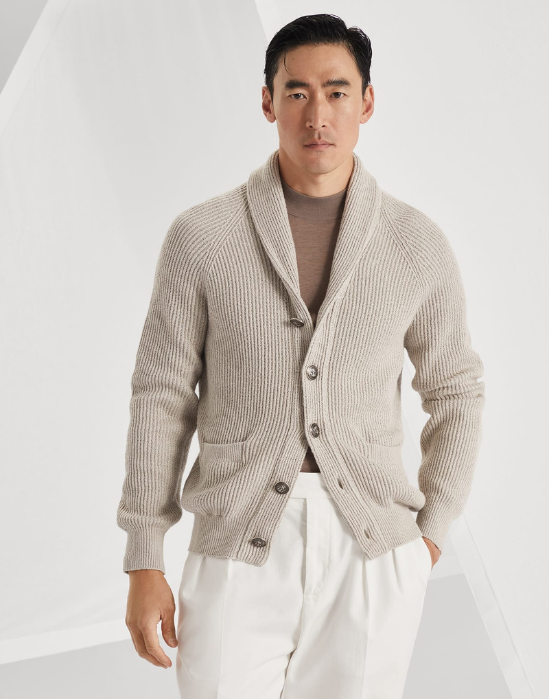 Malfilé cotton English rib cardigan with raglan sleeves 1