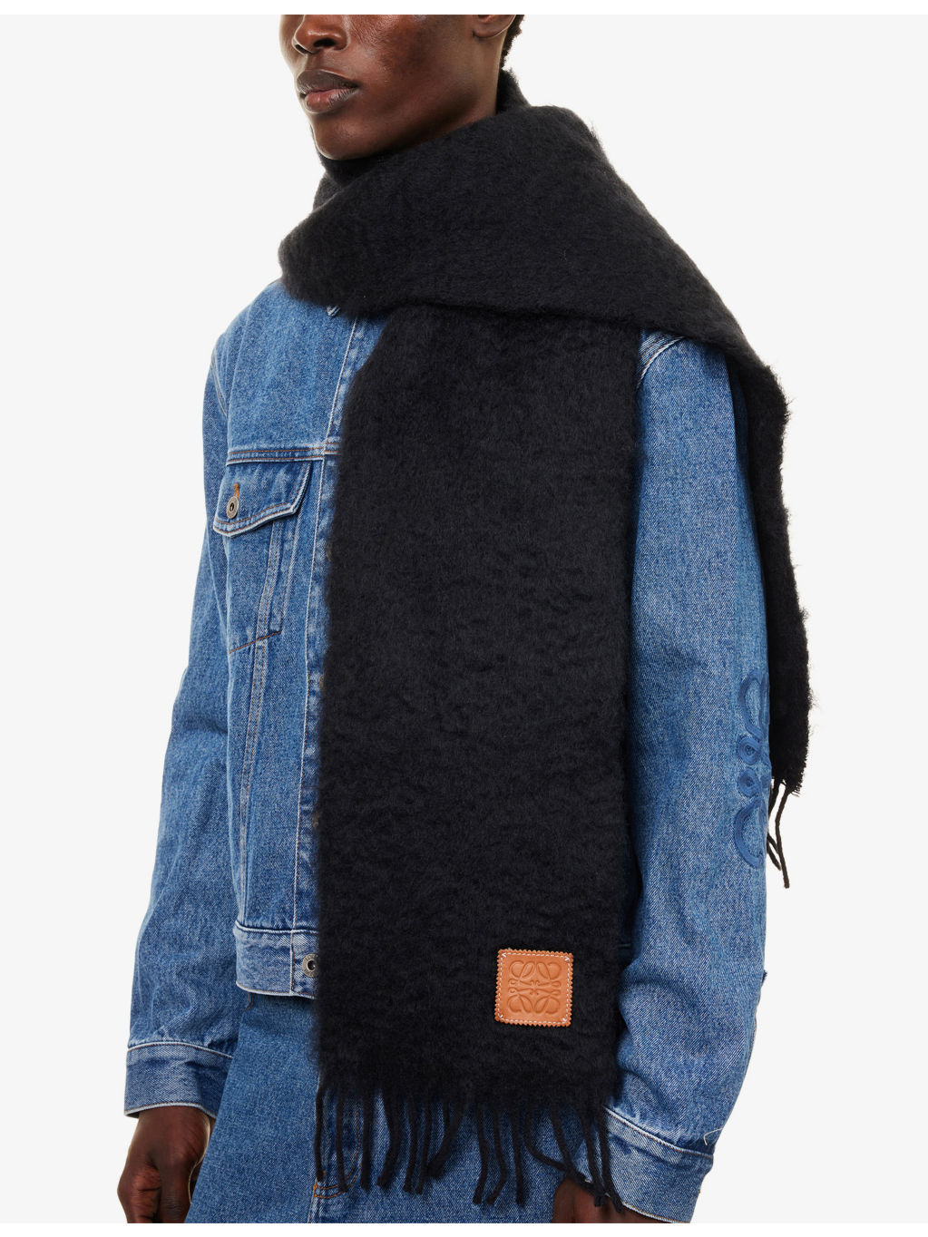 Logo-Patch Mohair Wool Blend Scarf - 2