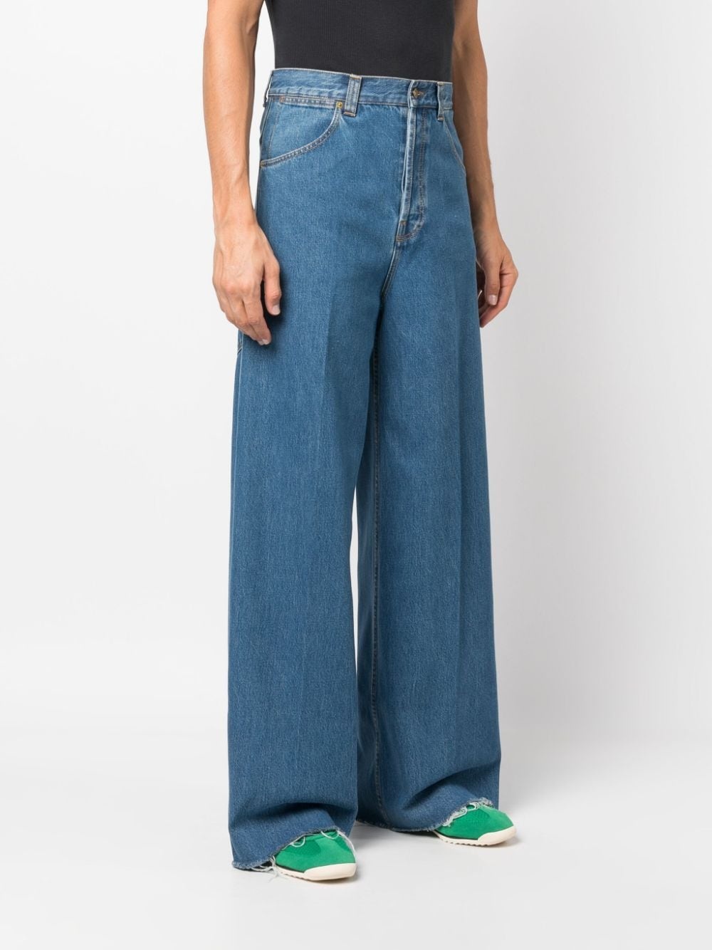 pressed-crease mid-rise wide-leg jeans - 3