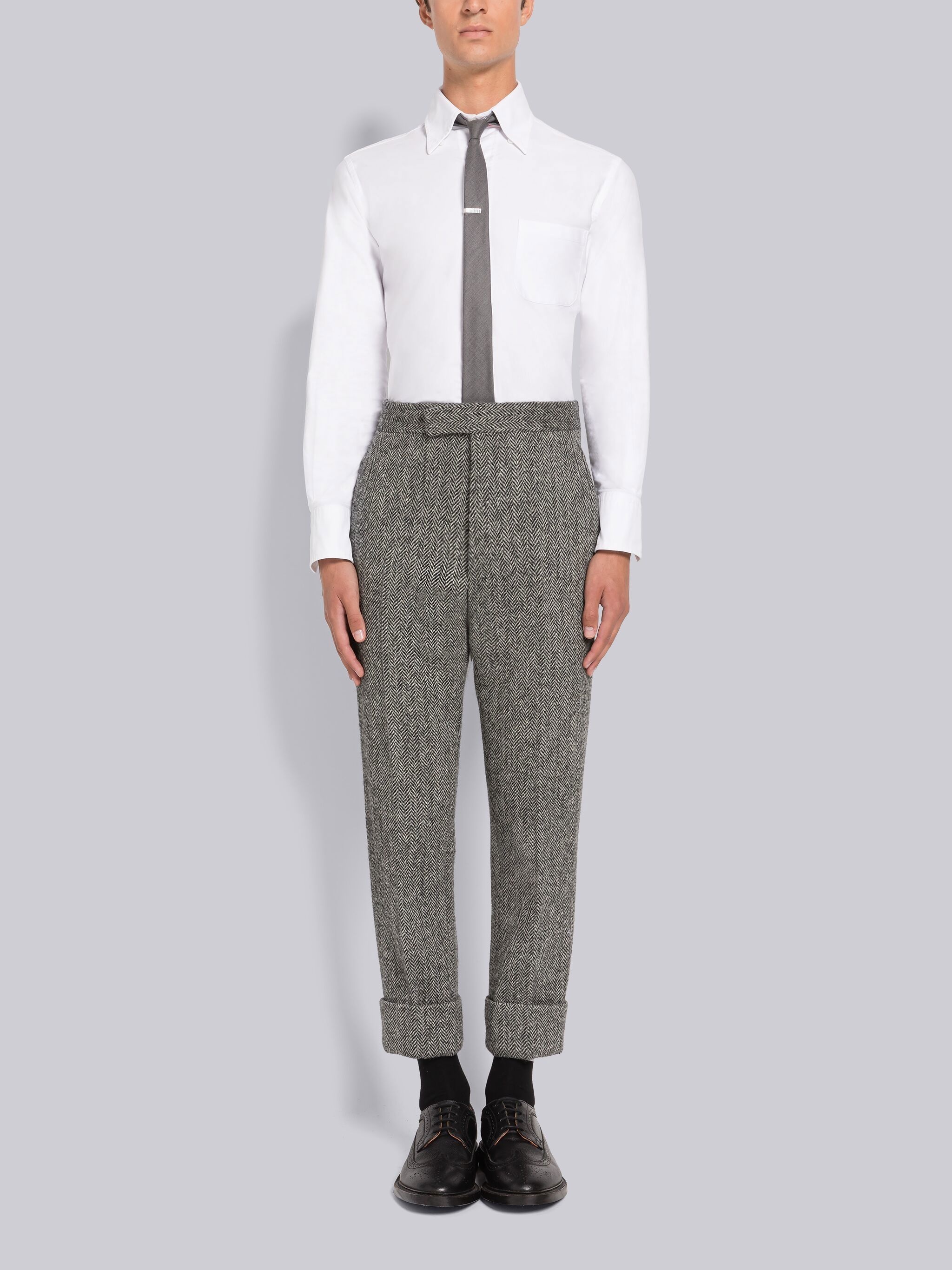 multi-check cropped trousers