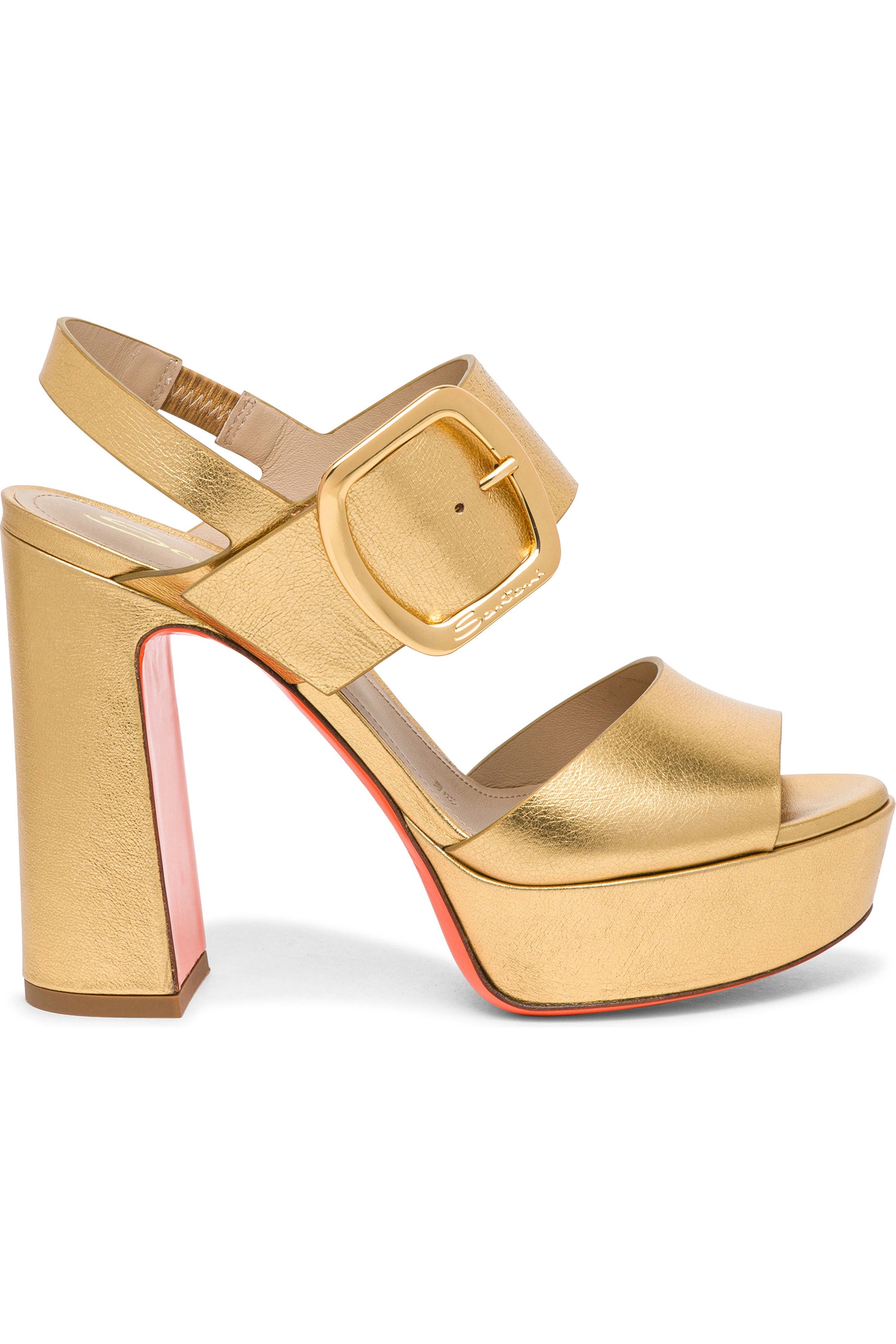 Santoni Women's laminated leather high-heel sandal in Gold at Nordstrom - 6