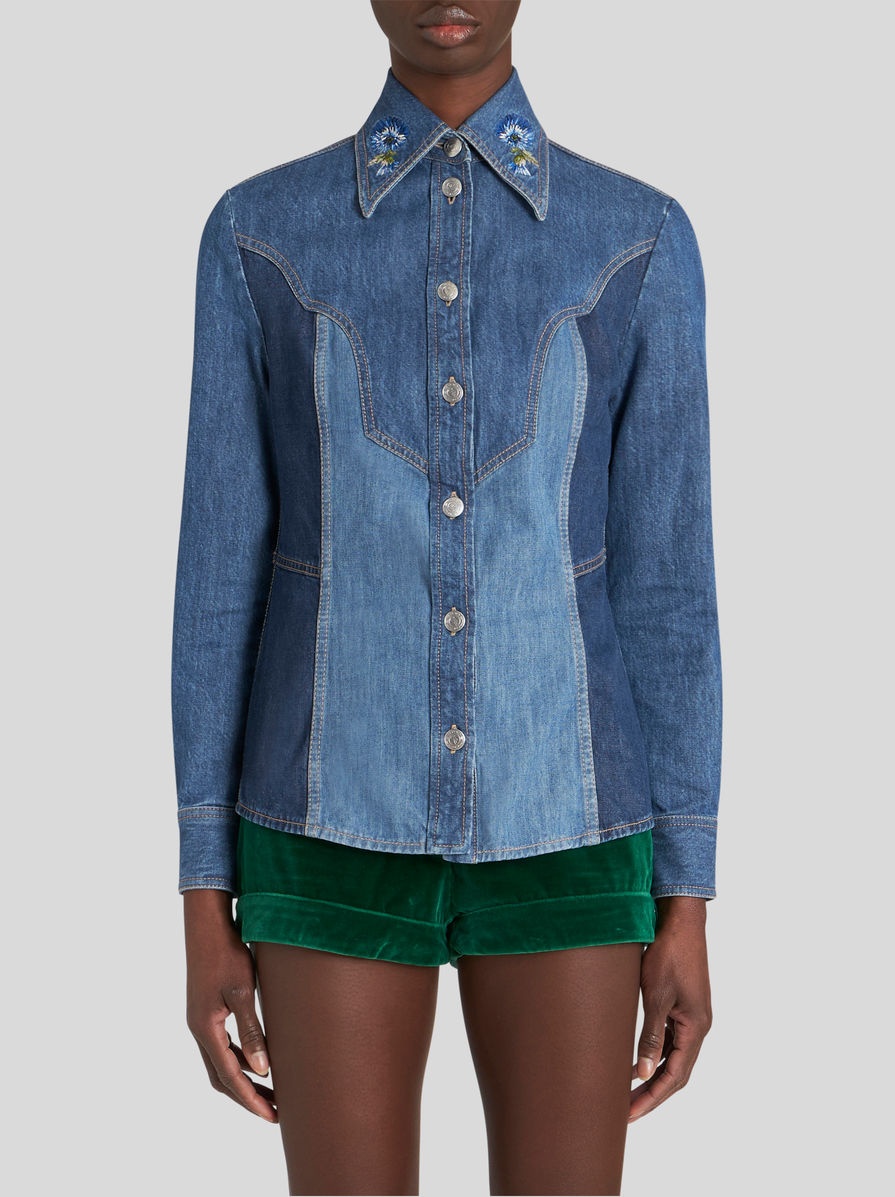 DENIM SHIRT WITH EMBROIDERY - 2