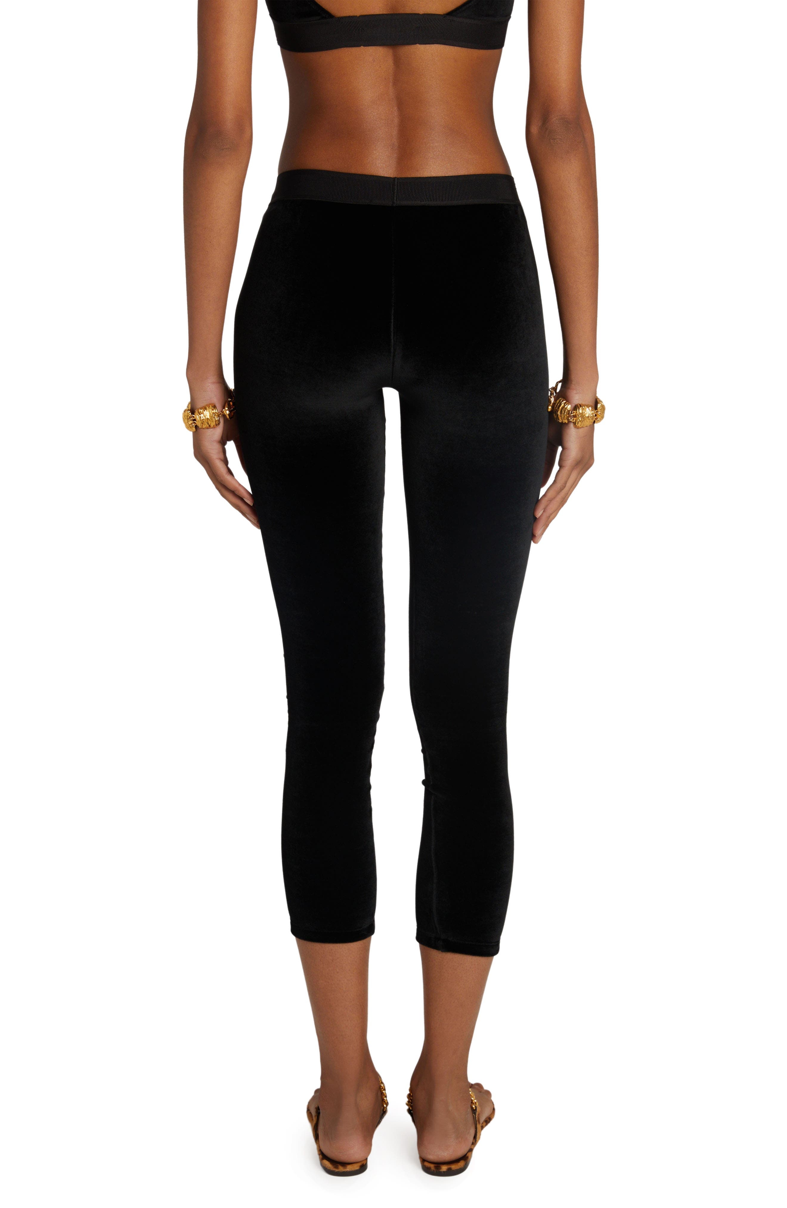 TOM FORD Signature Velour Crop Leggings in Lb999 Black at Nordstrom - 3