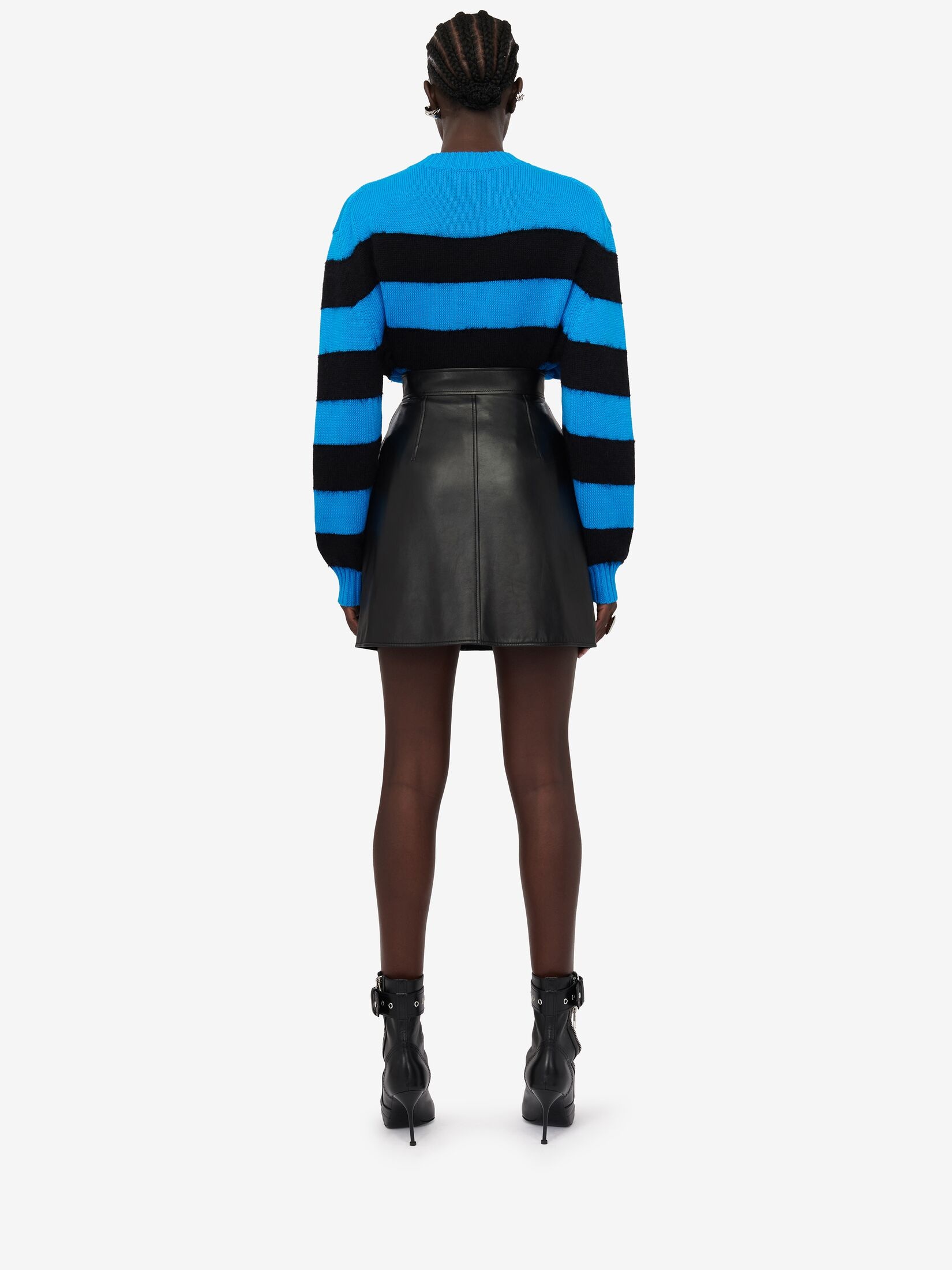 Women's Striped Crew-neck Jumper in Lapis Blue/black - 4