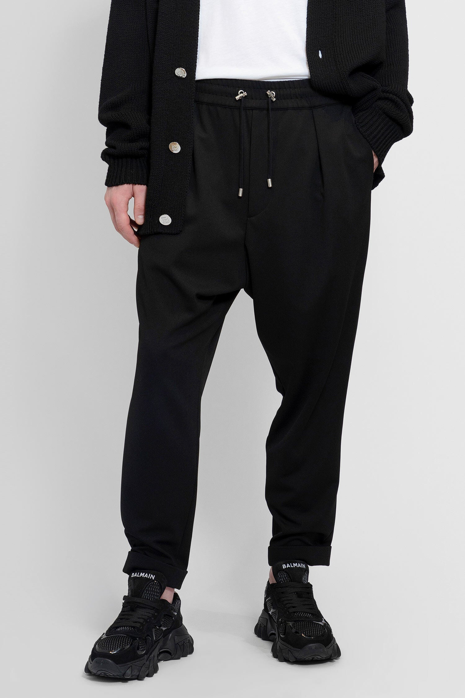 BALMAIN MAN BLACK TROUSERS - 1