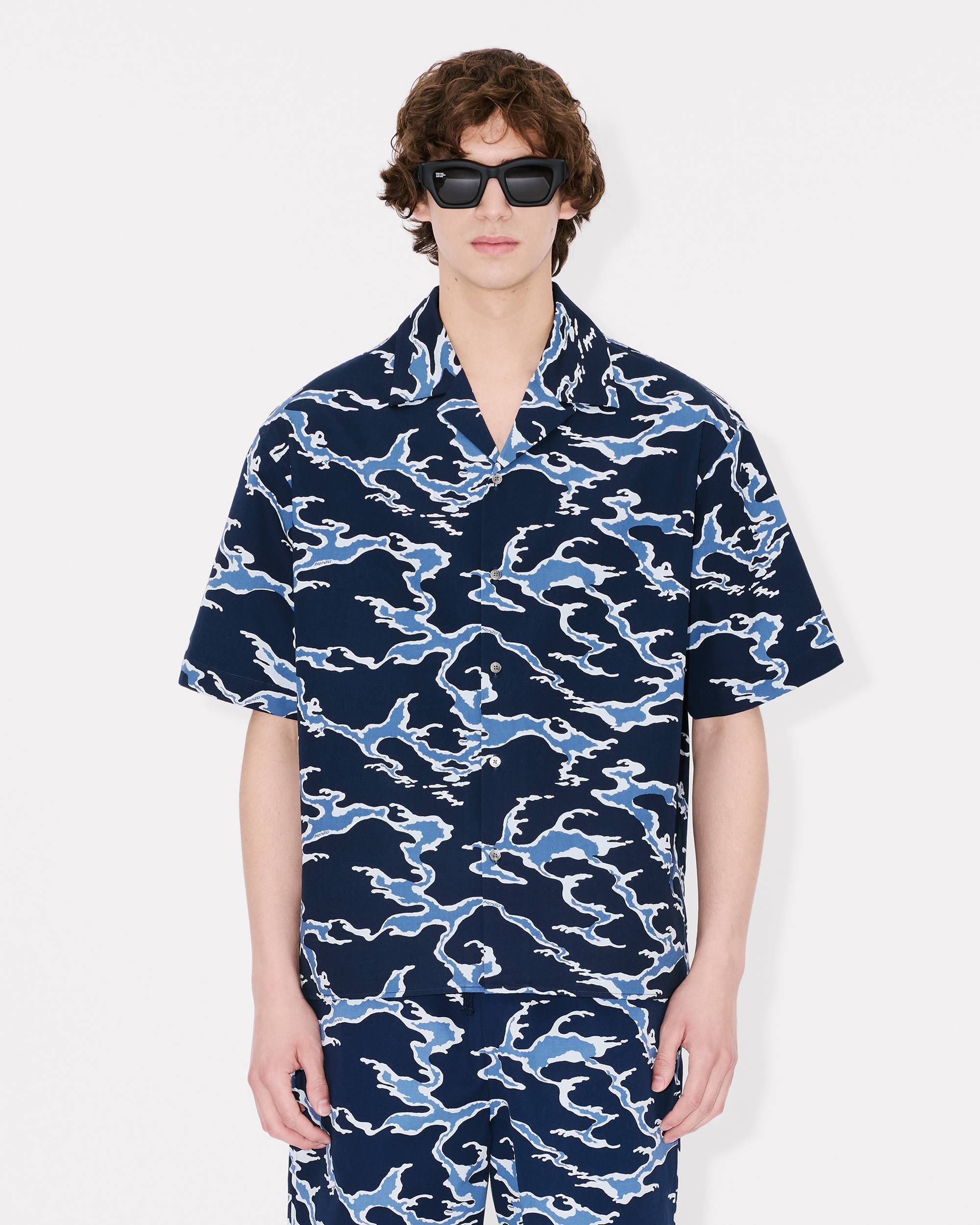'KENZO Ocean Camo' hawaiian short sleeve shirt in cotton - 3