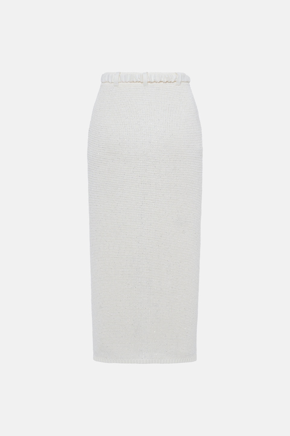 SEQUIN COTTON BLEND KNITTED MIDI SKIRT W/ZIP, BELT - 2