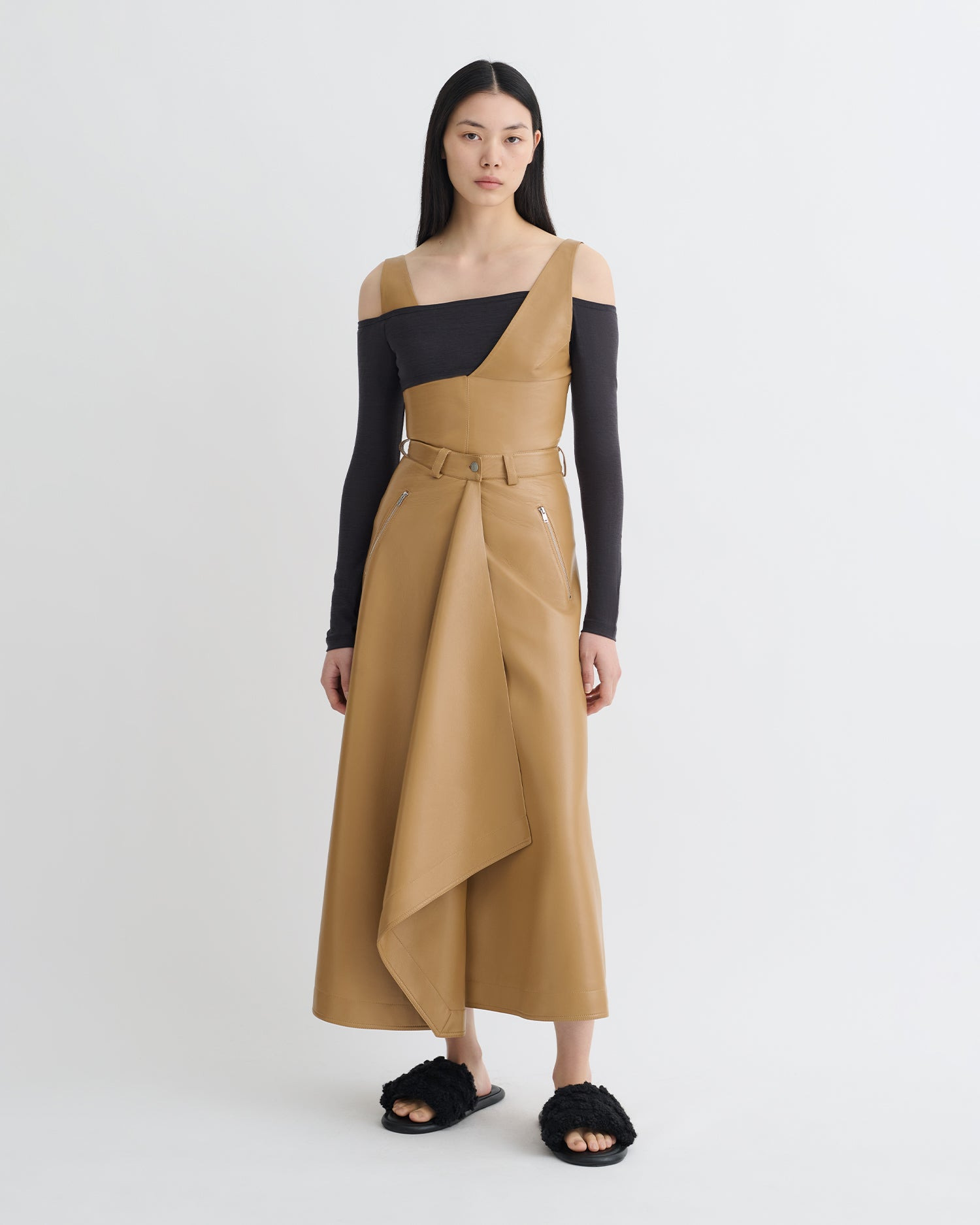 Draped Okobor™ Alt-Leather Skirt - 2