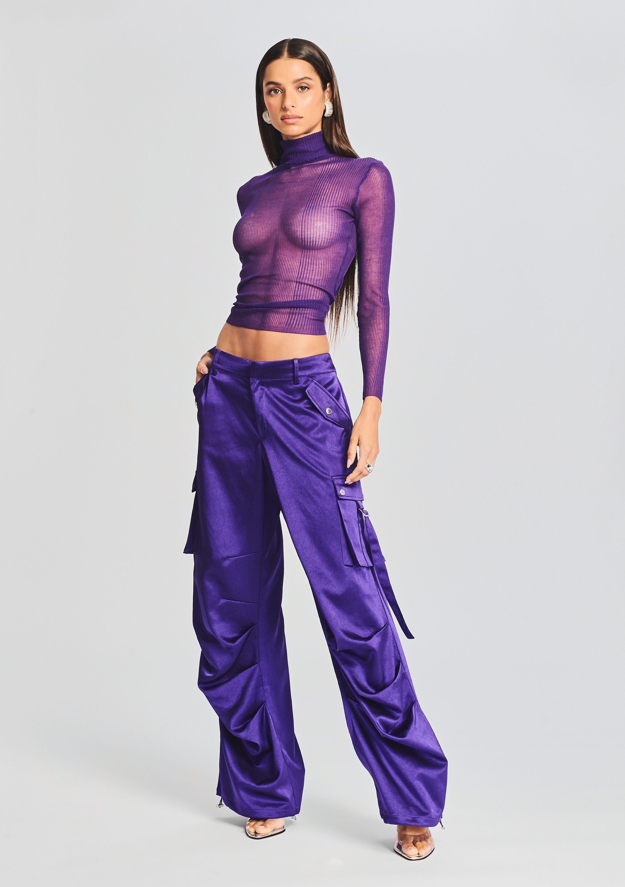 LAI SATIN CARGO PANT - 5