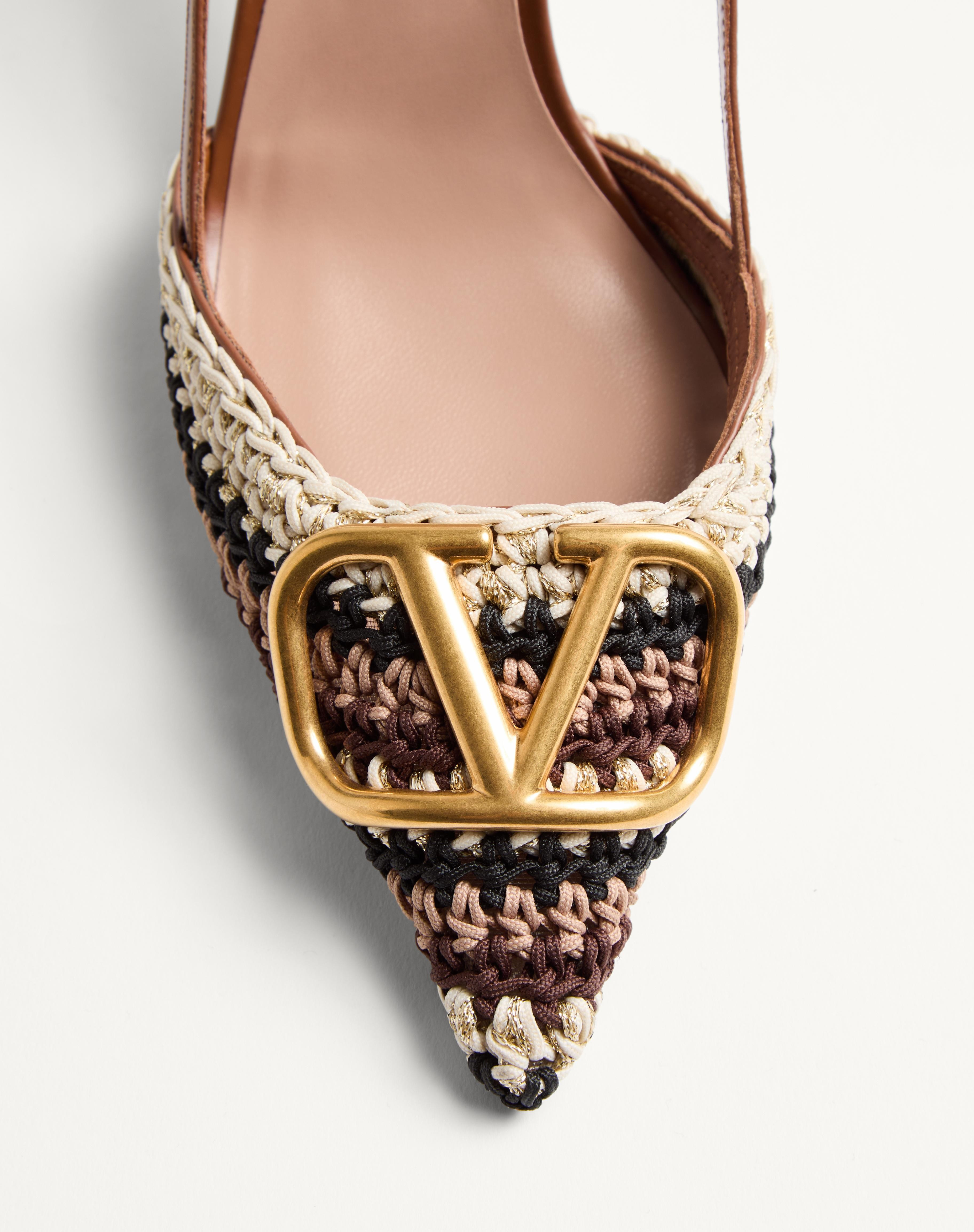 VLOGO SIGNATURE SLINGBACK PUMP WITH CROCHET EMBROIDERY 80MM - 6