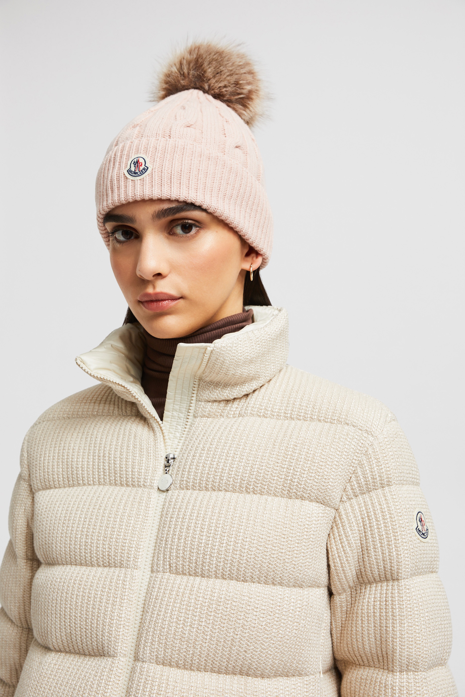 Wool & Cashmere Beanie with Faux Fur Pom Pom - 2