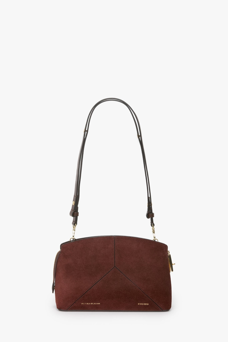 Victoria Crossbody Bag In Dark Brown Suede 2