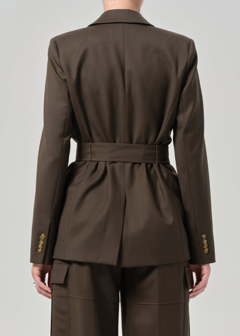 Belted Peak Label Blazer In Tobacco 3