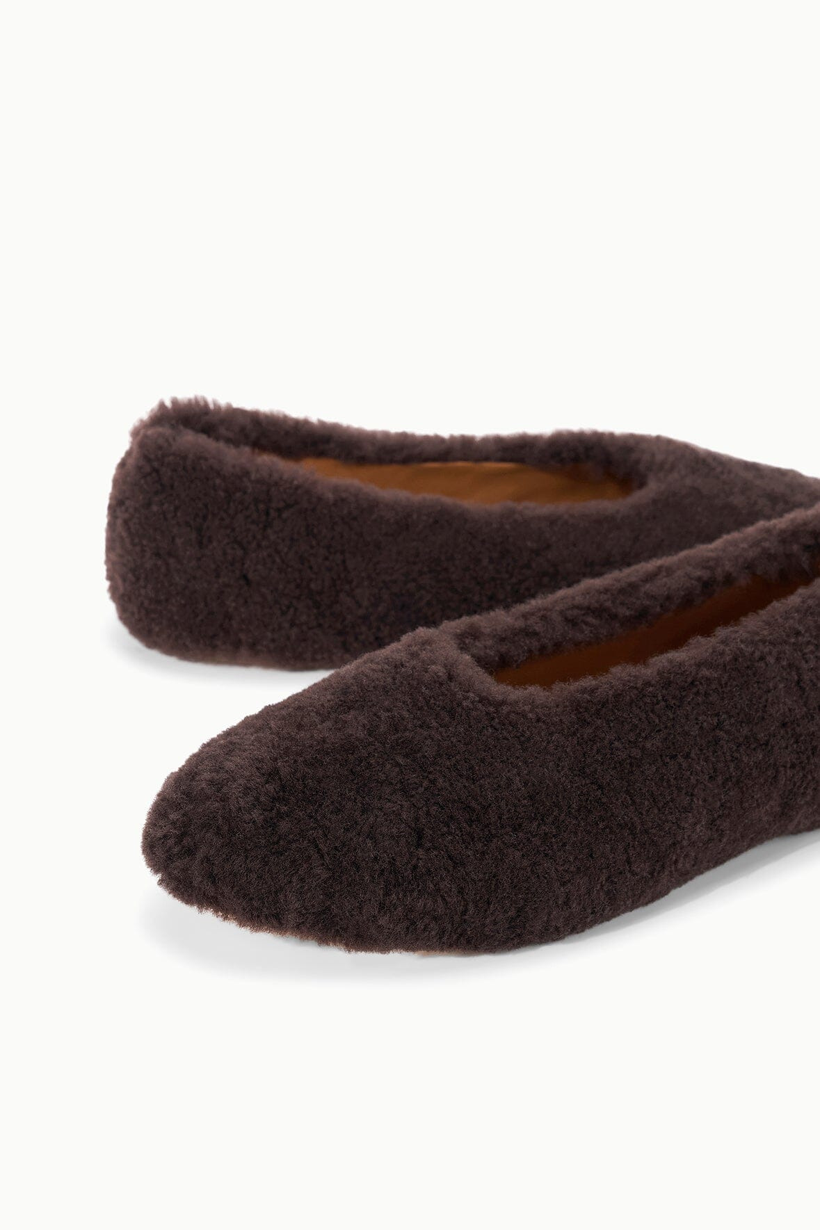 STAUD ALBA BALLET FLAT ESPRESSO SHEARLING - 6