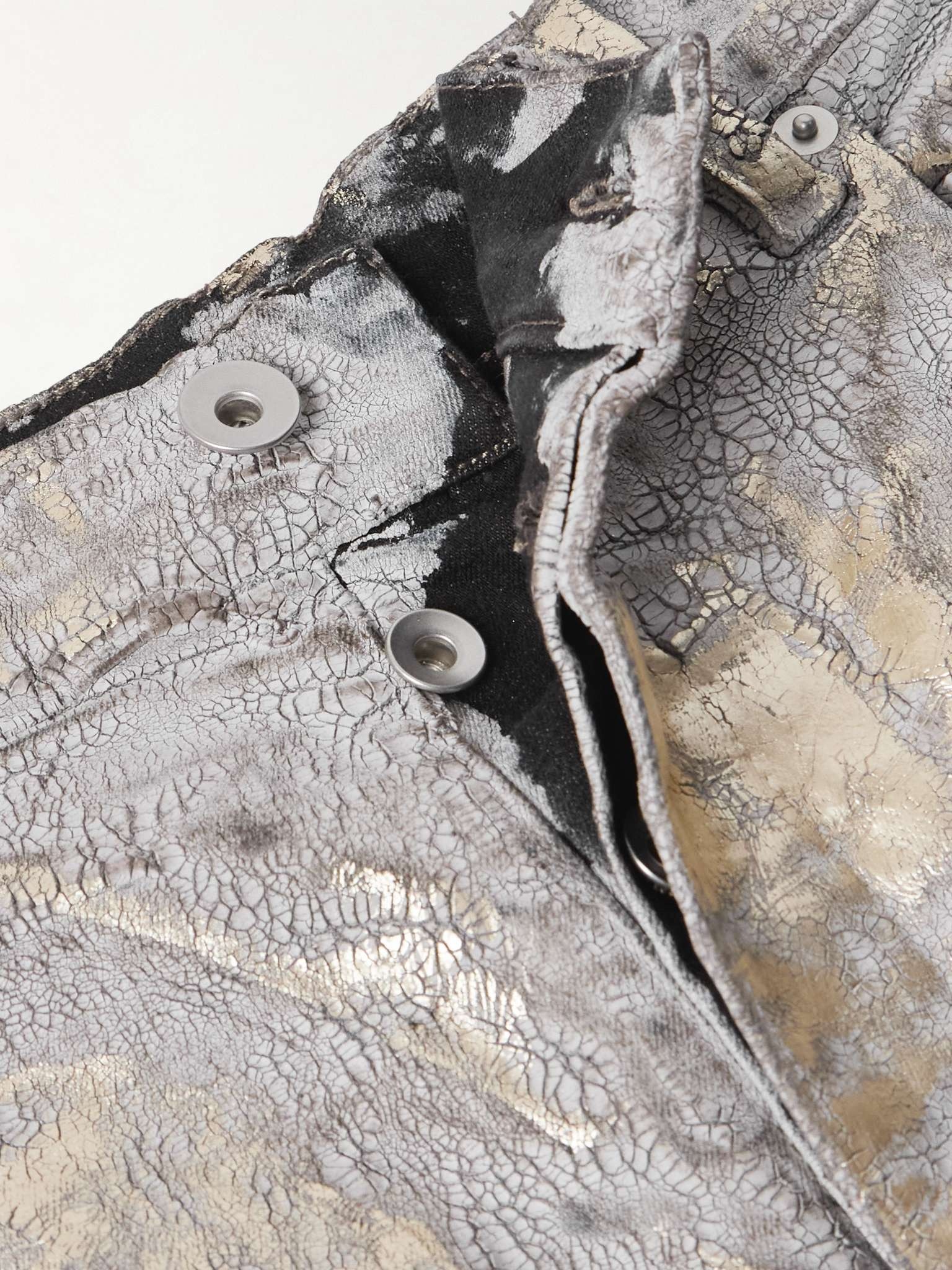 Bolan Flared Zip-Embellished Distressed Metallic Jeans - 6