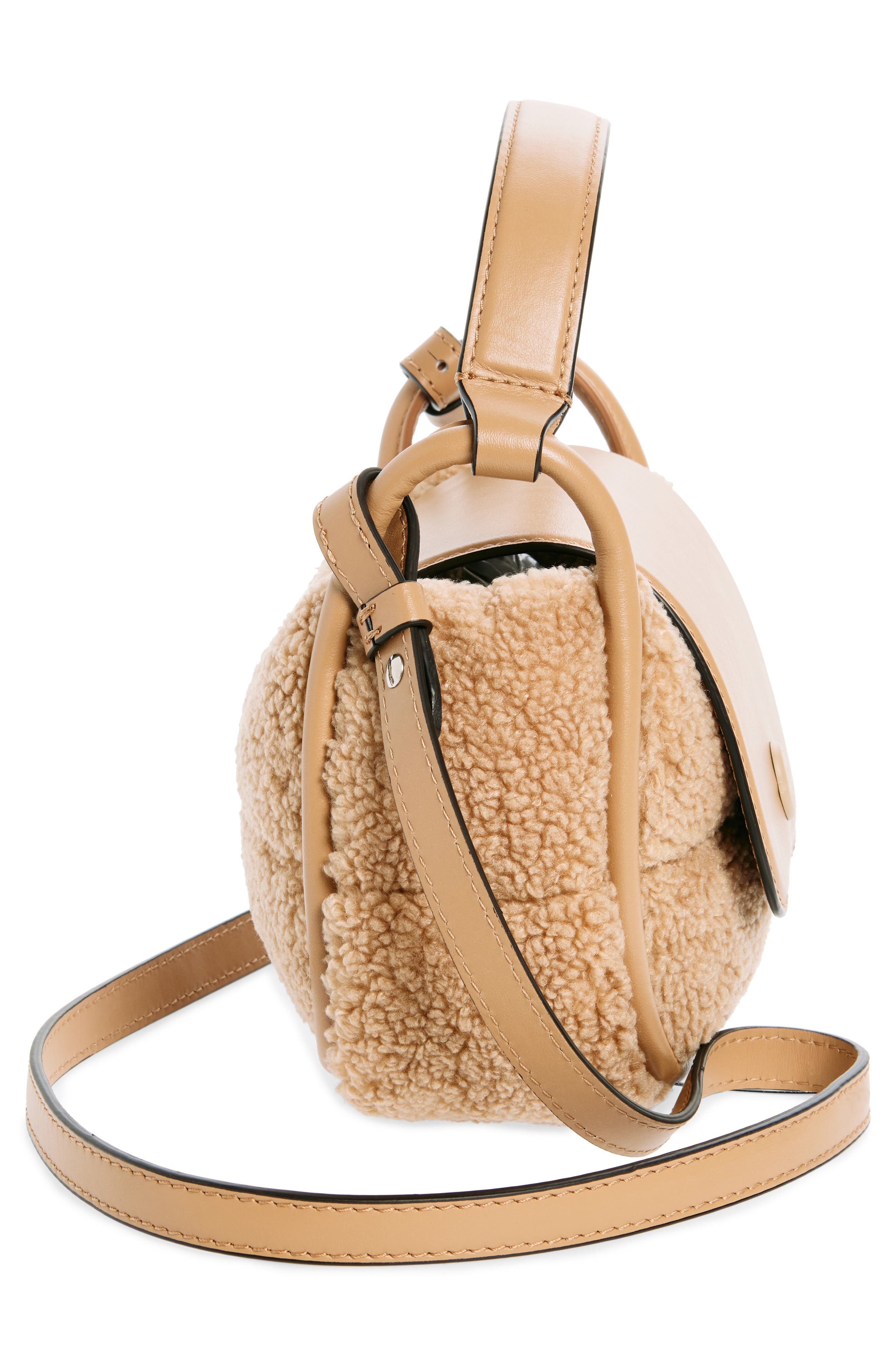 Moncler Mini Tiarna Down Faux Shearling & Leather Handbag in Beige at Nordstrom - 6