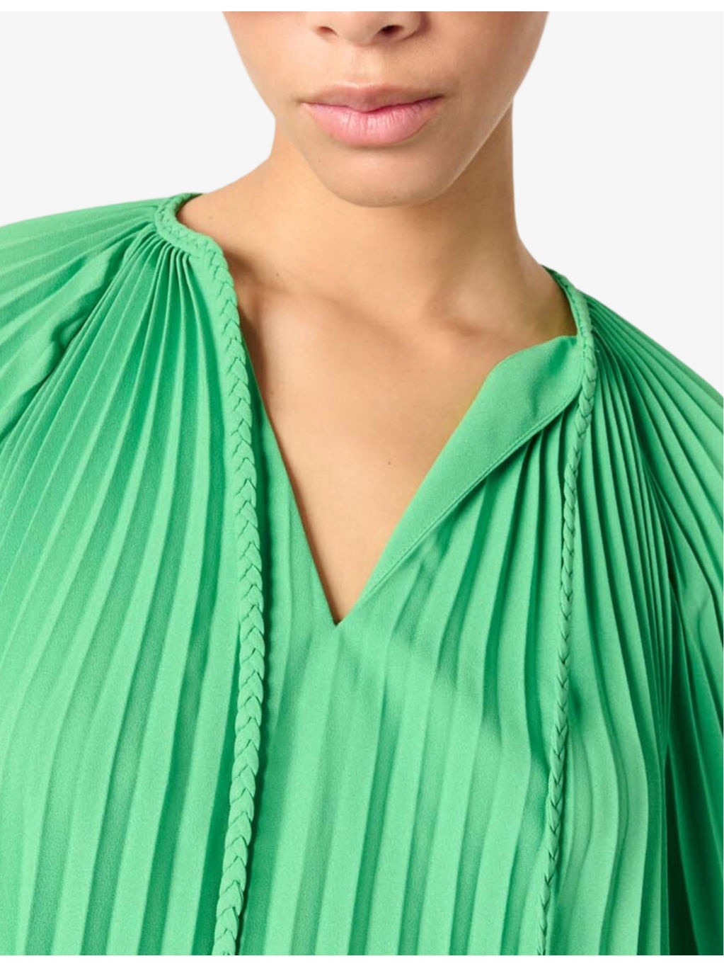 Tie-Neck Relaxed-Fit Pleated Woven Blouse - 5