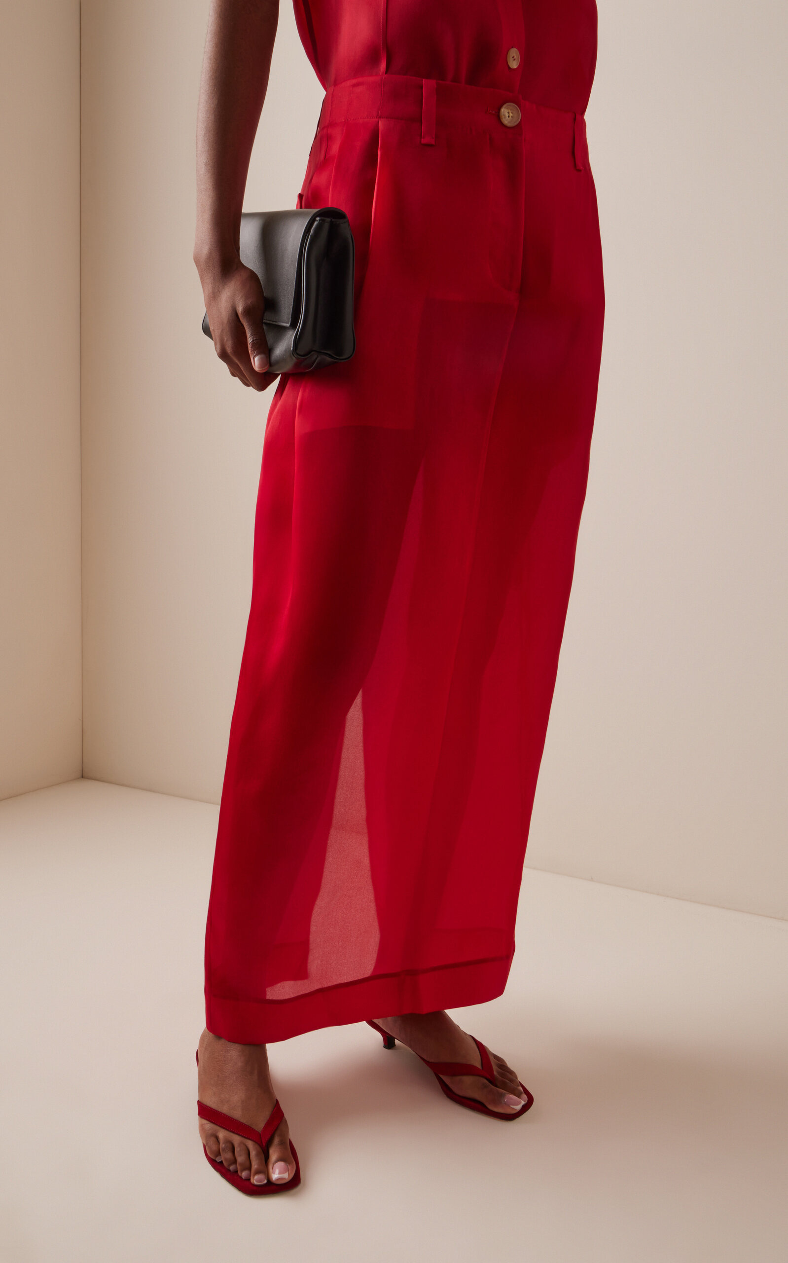 Lucian Pleated Silk-Organza Maxi Skirt red - 3