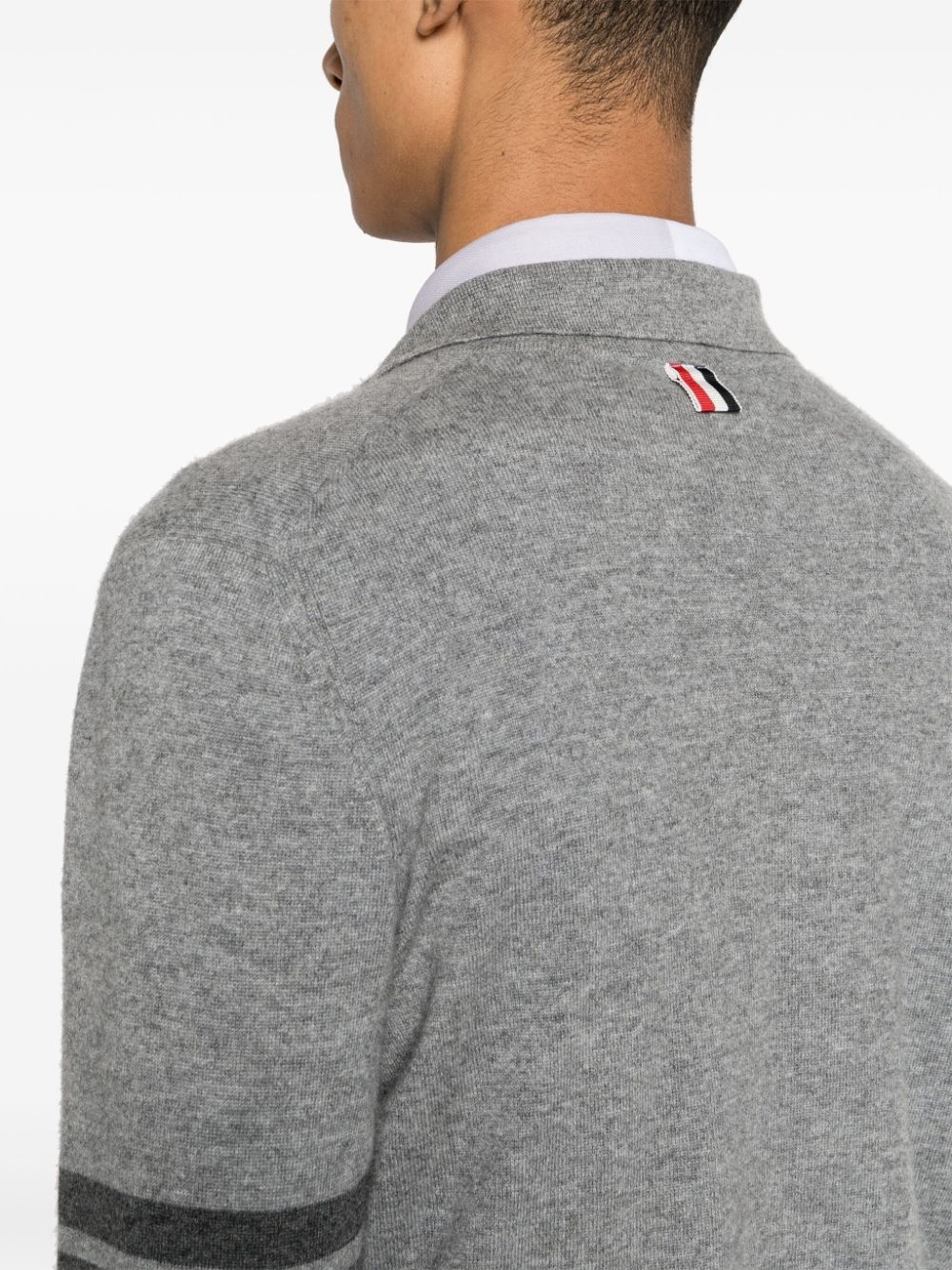 4-Bar Stripe cashmere polo top - 5