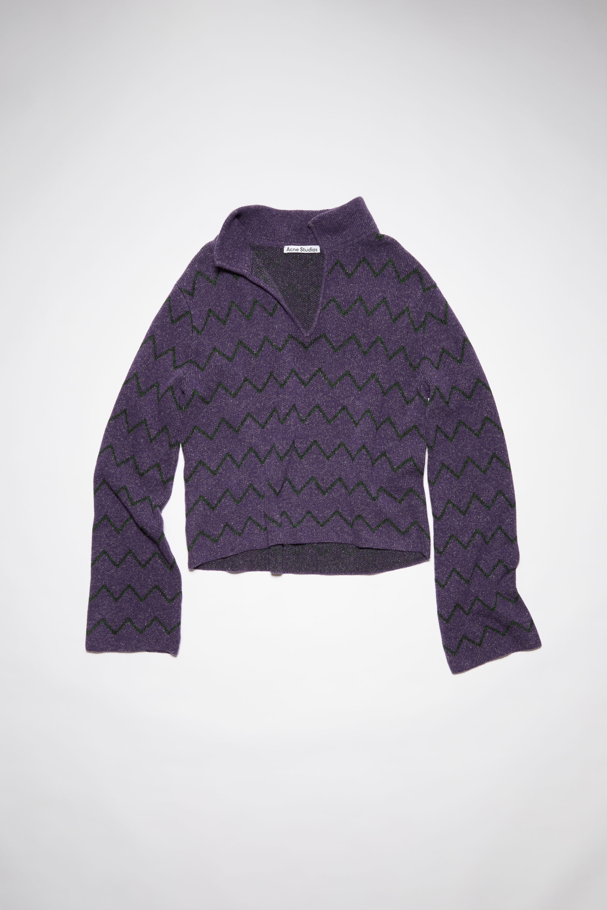 Polo jacquard jumper - Dark purple - 1